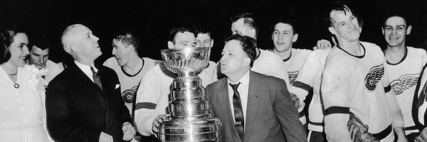 TERRY SAWCHUK JACK ADAMS 1955 NHL HOCKEY DETROIT RED WINGS STANLEY